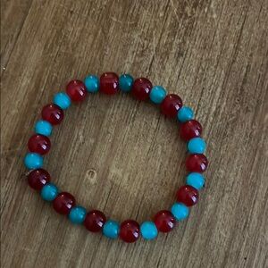 Red and Blue Beaded Bracelet Jewelry